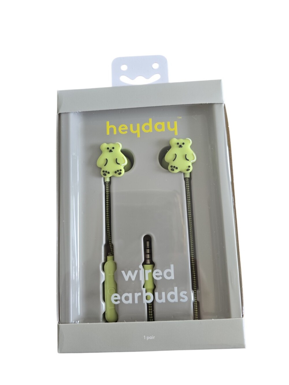 Heyday Cute Bear Wired Earbuds 3.5mm‎ Headphones Green New Sealed
